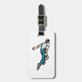 テンピンボウリングをする人、 クリケットの投手 ラゲッジタグ (正面縦)