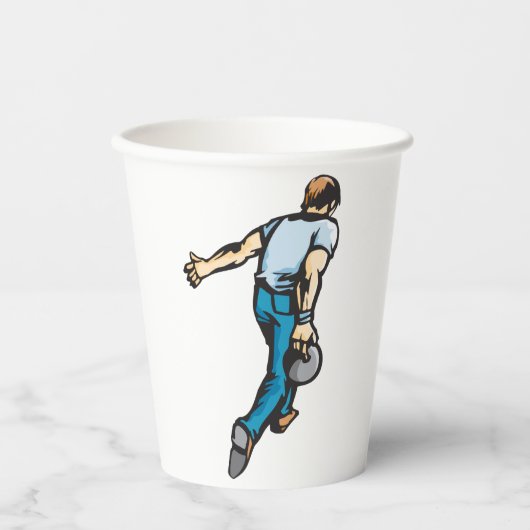 テンピンボウリングをする人、 クリケットの投手 紙コップ (正面)