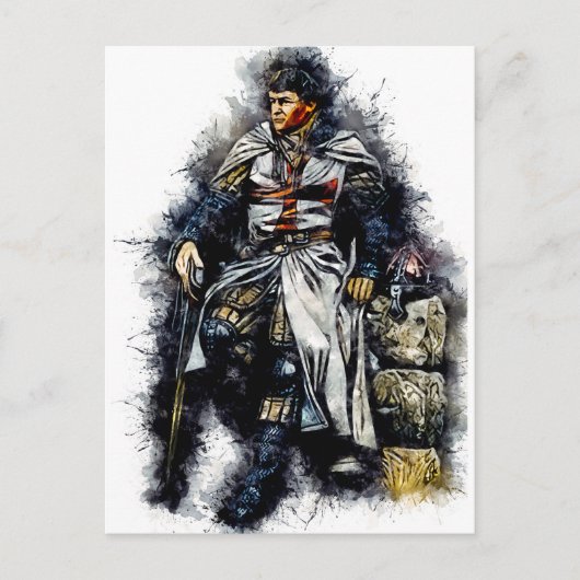 テンプラール騎士/十字軍/水彩芸術 ポストカード (正面)