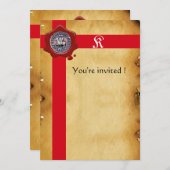 テンプラ騎士団の封印レッドワックスモノグラム感じ 招待状 (正面/裏面)