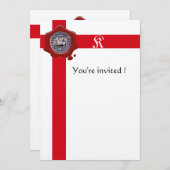 テンプラ騎士団の封印レッドワックスモノグラム感じ 招待状 (正面/裏面)