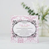 テンプルウェディングレセプション招待状ピンクコロネーション 招待状 (スタンド正面)