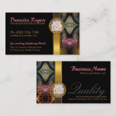 テンプルタペストリーフラクタルズ金ゴールドブラックビジネスカード 名刺 (正面/裏面)