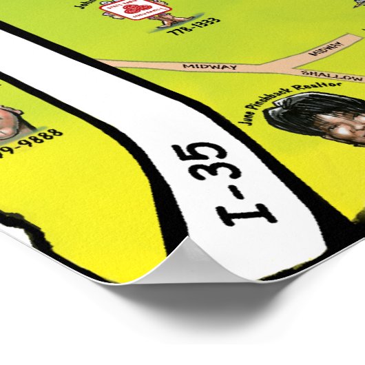 テンプルテキサス州マンガの地図 ポスター (角)