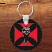 テンプル交差スカル キーホルダー (正面)