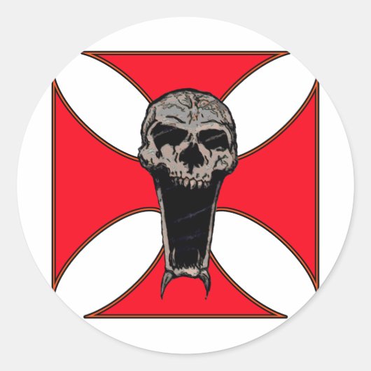 テンプル交差スカル ラウンドシール (正面)