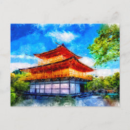 テンプル日本のアジアスタイル水彩画 ポストカード