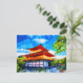テンプル日本のアジアスタイル水彩画 ポストカード (スタンド正面)