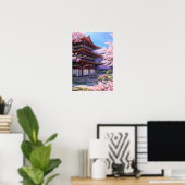 テンプル日本のガーデン ポスター (ホームオフィス)