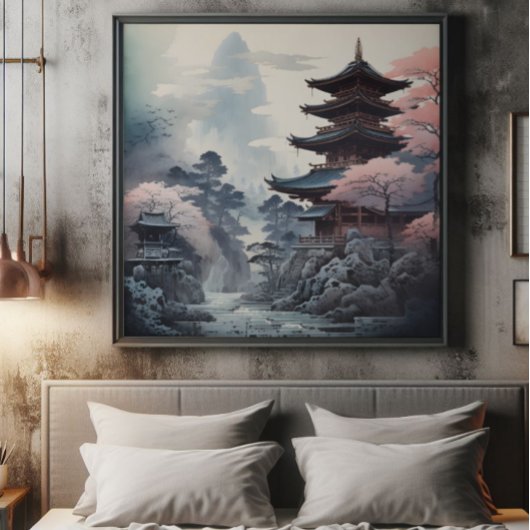 テンプル日本のピ伝統的ーニング フォトプリント           