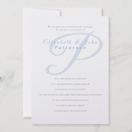 テンプル結婚式招待状 – ラストイニシャル 招待状 (正面)