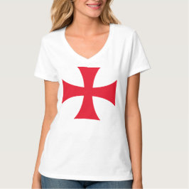 テンプル騎士団の十字架の十字軍 女性VネックTシャツ Tシャツ