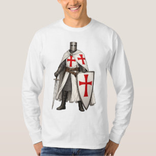 テンプル騎士団の十字軍男性用長袖Tシャツ Tシャツ