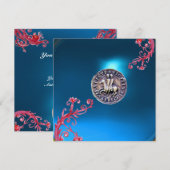 テンプル騎士団の紋章　サファイアブルー 招待状 (正面/裏面)