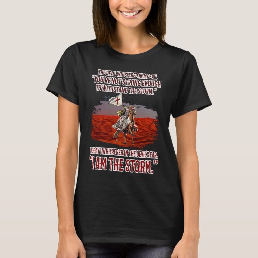 テンプル騎士団ディストレス十字架 I Am The Storm Cr Tシャツ (正面)