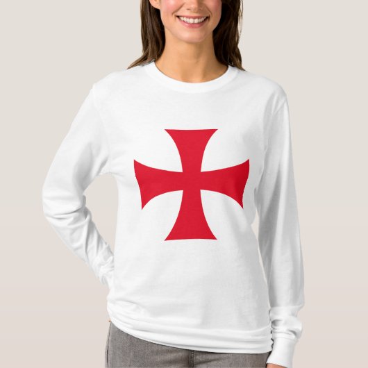 テンプル騎士団十字軍 女性用長袖Tシャツ Tシャツ (正面)