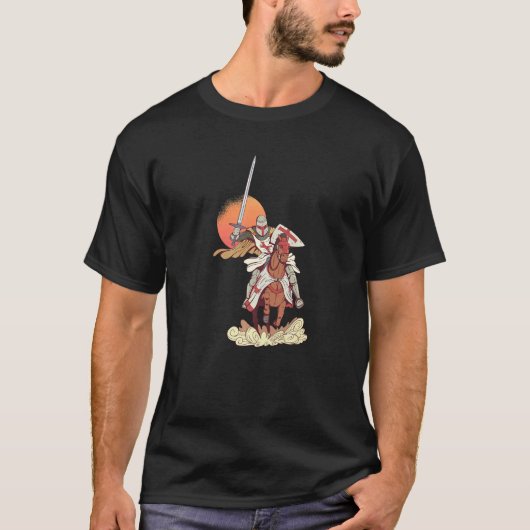 テンプル騎士団 中世 馬 ルネサンスフェア Pr Tシャツ (正面)