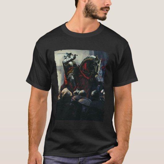 テンプル騎士団 中世 騎馬 騎士 Tシャツ (正面)
