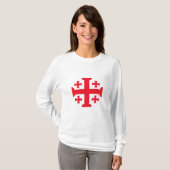 テンプル騎士団 十字架柄 女性用ロングスリーブTシャツ Tシャツ (正面フル)