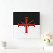 テンプル騎士道旗 スクエア壁時計 (ホーム)