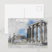 テンプル・オブ・ゼウス アテネ – ヴィンテージ ギリシャ 旅行 ポストカード (正面/裏面)