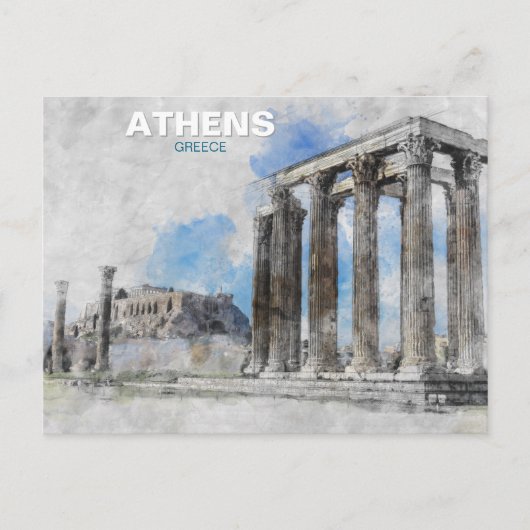 テンプル・オブ・ゼウス アテネ – ヴィンテージ ギリシャ 旅行 ポストカード (正面)