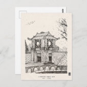 テンプル・オブ・ライタリー門ハノイVietnamペンインキ ポストカード (正面/裏面)