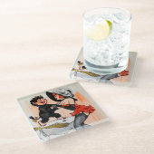 テンプレスヴィンテージクリスマスとハッピークランプス ガラスコースター (アングル)