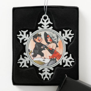 テンプレスヴィンテージクリスマスとハッピークランプス スノーフレークピューターオーナメント
