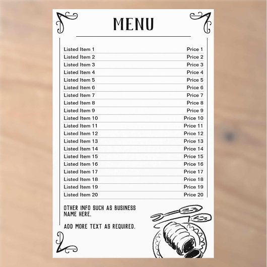 テンプレートとして使用するメニューシート チラシ