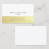 テンプレートのモダンでエレガントな金ゴールドの白のプロフェッショナル 名刺 (正面/裏面)