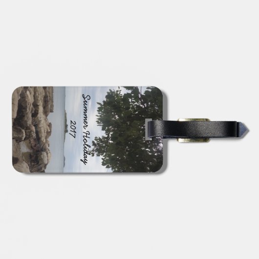 テンプレートの写真の長方形のカメラ ラゲッジタグ (裏面横)