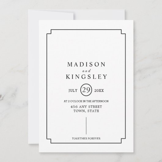 テンプレートの古い学校の枠結婚式招待状 招待状 (正面)