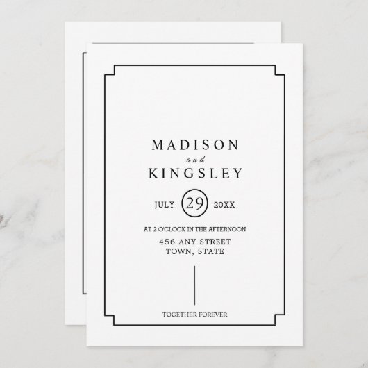 テンプレートの古い学校の枠結婚式招待状 招待状 (正面/裏面)