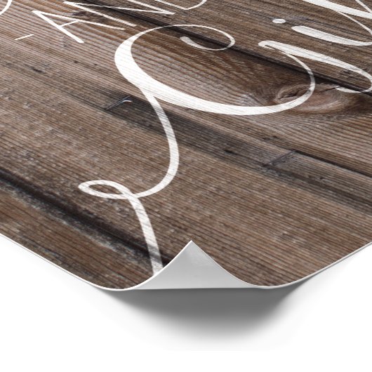 テンプレートの素朴な木のカードと結婚ギフトの看板 ポスター (角)