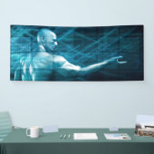 テンプレートの背景として概念を示している人 横断幕 (トレードショー)