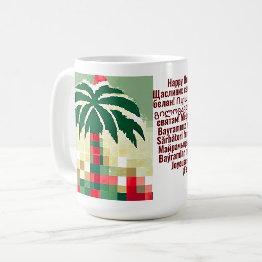 テンプレートを写真と挨拶でミュートする コーヒーマグカップ (正面左)