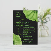 テンプレートを結婚するライムグリーンおよび黒のデイジー 招待状 (スタンド正面)
