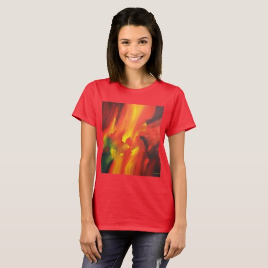 テンプレートイエローグリーン抽象芸術アートホワエレガントイト Tシャツ (正面フル)