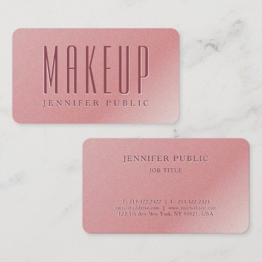 テンプレートエレガントバラ金ゴールドラグジュアリーメイクアップアーティスト 名刺 (正面/裏面)