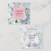 テンプレートエレガントピンクブルーグリーントレンディーモダン スクエア名刺 (正面/裏面)