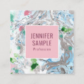 テンプレートエレガントピンクブルーグリーントレンディーモダン スクエア名刺 (正面)