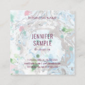 テンプレートエレガントピンクブルーグリーントレンディーモダン スクエア名刺 (裏面)