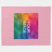 テンプレートエレガントピンク画像の追加フォトロゴ大 フリースブランケット (正面(横))