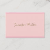 テンプレートエレガントピンク金ゴールド書付きスクリプトトップ 名刺 (正面)