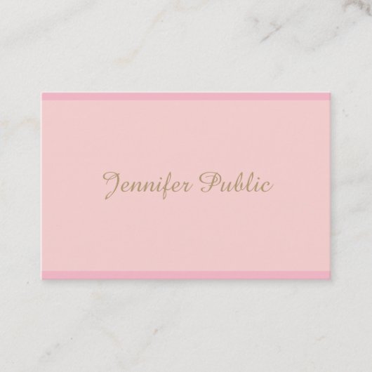テンプレートエレガントピンク金ゴールド書付きスクリプトトップ 名刺 (正面)