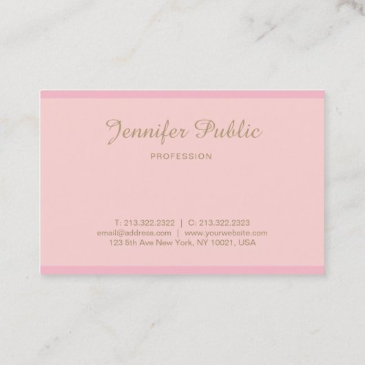 テンプレートエレガントピンク金ゴールド書付きスクリプトトップ 名刺 (裏面)