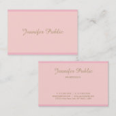 テンプレートエレガントピンク金ゴールド書付きスクリプトトップ 名刺 (正面/裏面)