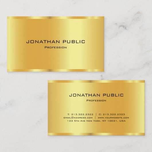 テンプレートエレガントモダンセミグロスブラック&金ゴールド 名刺 (正面/裏面)