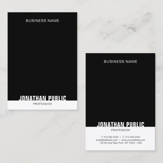 テンプレートエレガントモダン白黒トレンディー 名刺 (正面/裏面)